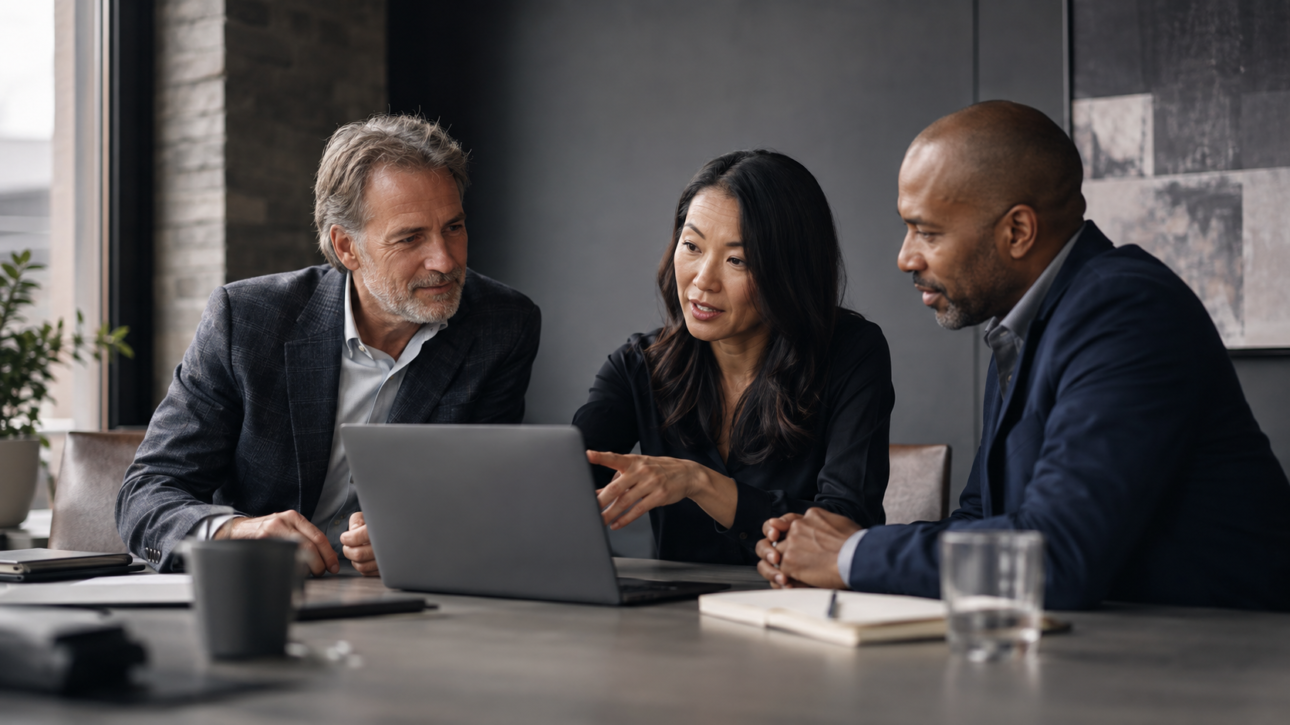 Marketing leaders reviewing AI-assisted analysis and business decisions
